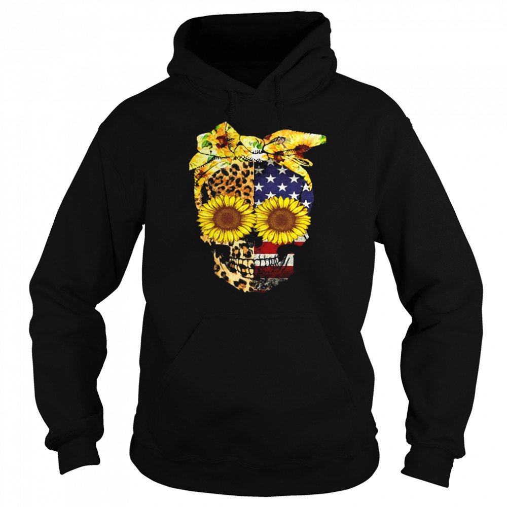 Skull Sunflower Leopard American flag Unisex Hoodie