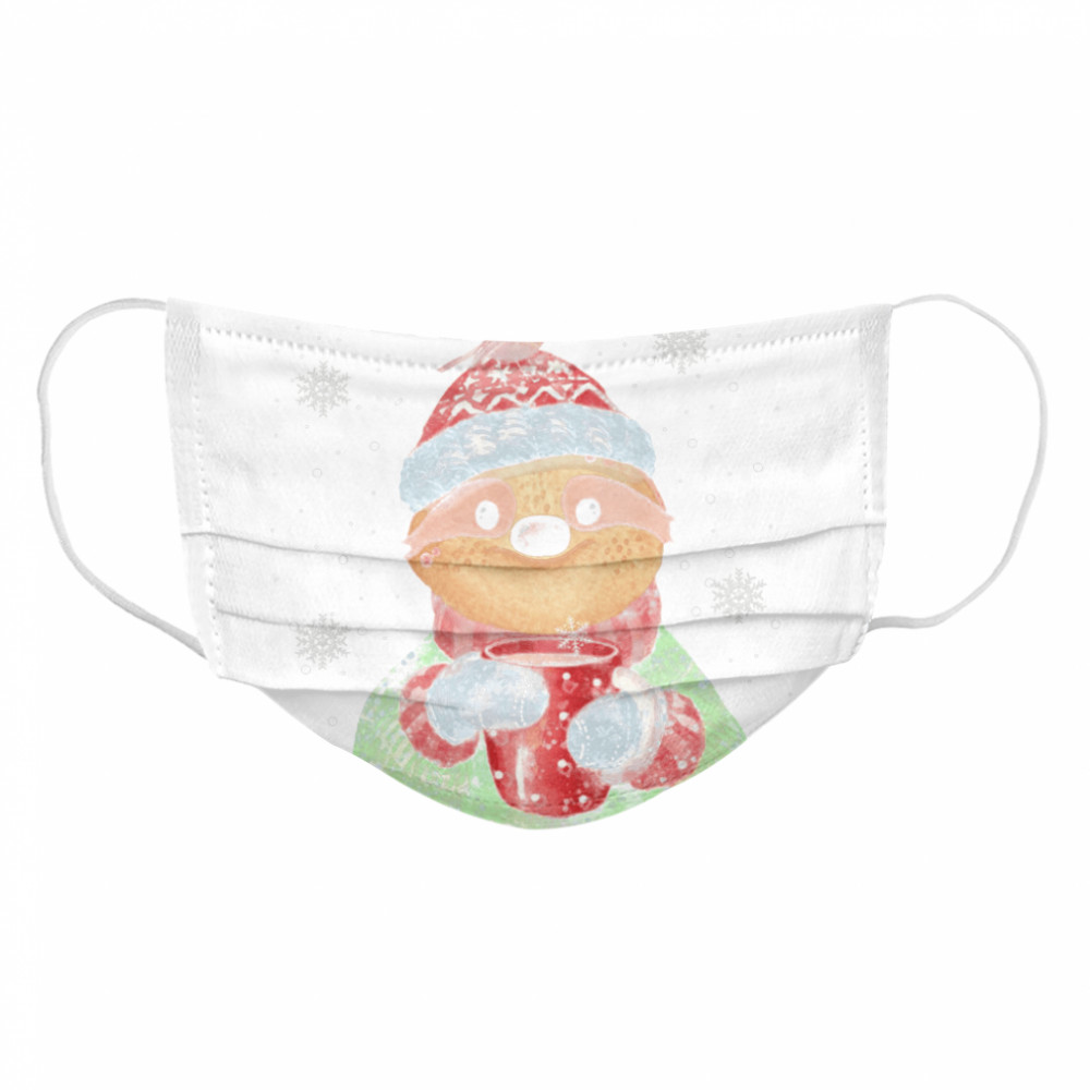 Sloth Drinks Coffee Merry Christmas Cloth Face Mask