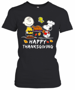 Snoopy Charlie Brown And Woodstock Happy Thanksgiving T-Shirt Classic Women's T-shirt