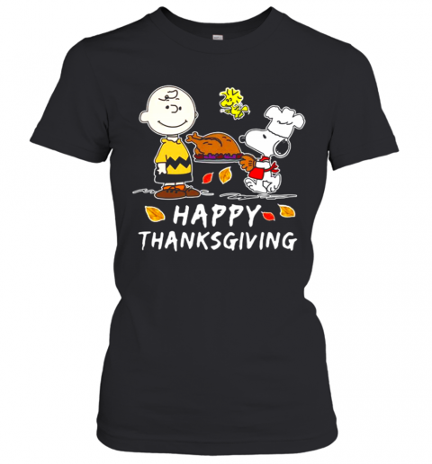 Snoopy Charlie Brown And Woodstock Happy Thanksgiving T-Shirt Classic Women's T-shirt