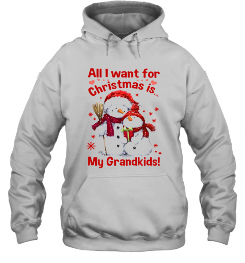 Snowman All I Want For Christmas Is My Grandkids T-Shirt Unisex Hoodie