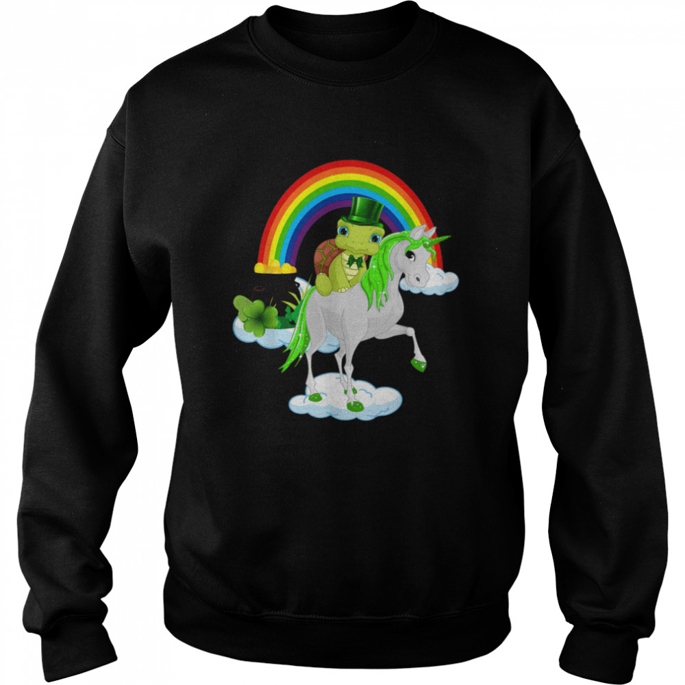 St Patricks Day Turtle Riding Irish Unicorn Unisex Sweatshirt