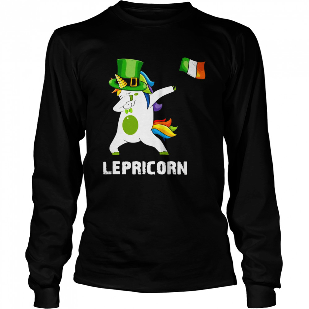 St Patrick’s Day Unicorn Dabbing Lepricorn Long Sleeved T-shirt