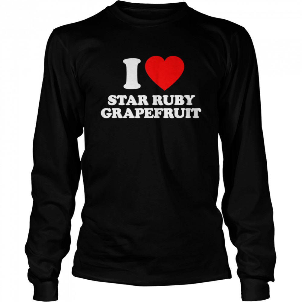 Star Ruby Grapefruit Love Heart Long Sleeved T-shirt