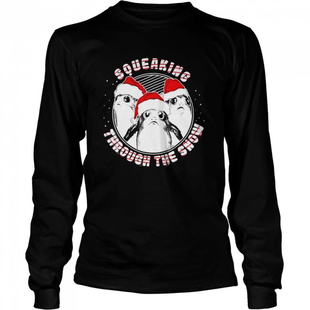 Star Wars Porg squeaking through the snow Christmas Long Sleeved T-shirt