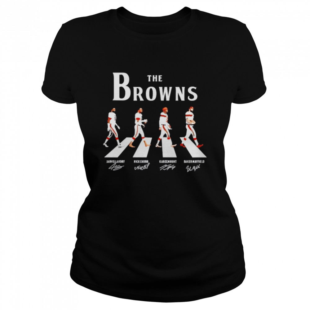 The Browns Landry Chubb Hunt Mayfield Abbey Road signatures Classic Women's T-shirt