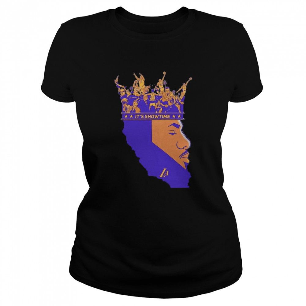 The King Los Angeles Lakers 23 Lebron James Its Showtime Classic Women's T-shirt