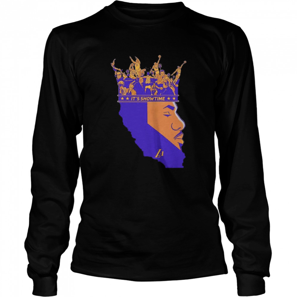 The King Los Angeles Lakers 23 Lebron James Its Showtime Long Sleeved T-shirt