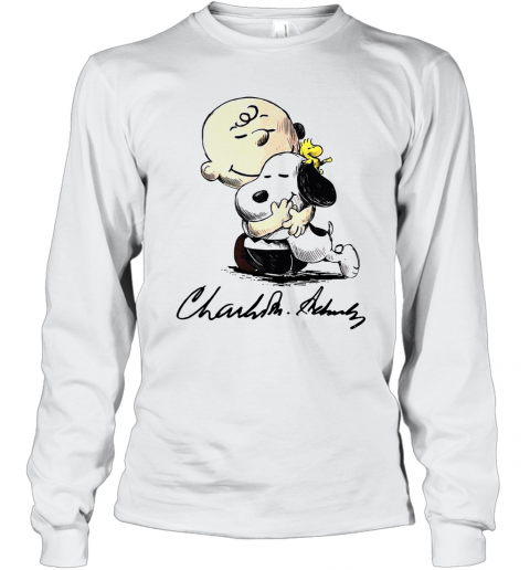 The Peanuts Snoopy Hug Charlie Brown And Woodstock Signature T-Shirt Long Sleeved T-shirt 