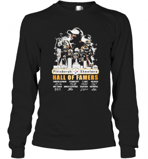 The Pittsburgh Steelers Hall Of Famers Players Signature 2021 T-Shirt Long Sleeved T-shirt 