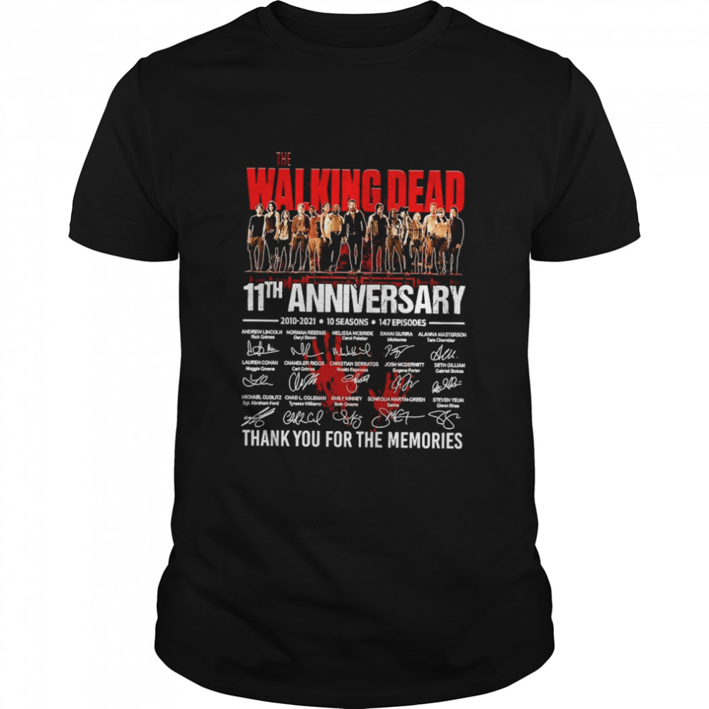The Walking Dead 11th Anniversary 2010 2021 10 Seasons 147 Episodes Thank You For The Memories Signatures Classic Men's T-shirt
