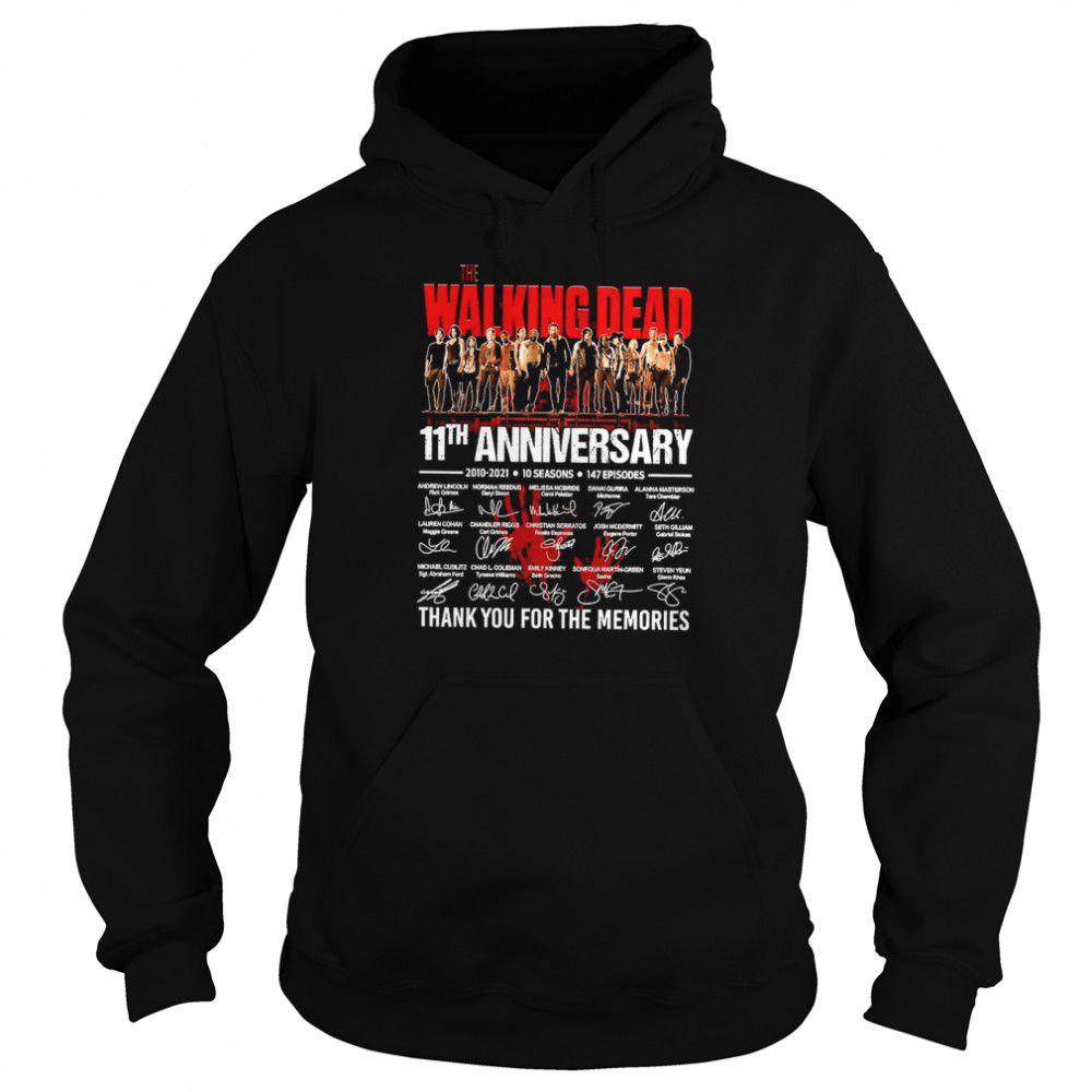 The Walking Dead 11th Anniversary 2010 2021 10 Seasons 147 Episodes Thank You For The Memories Signatures Unisex Hoodie