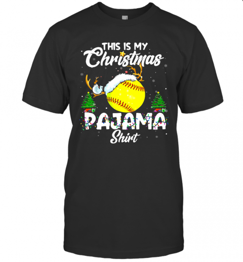This Is My Christmas Pajama Softball Christmas Pajamas T-Shirt