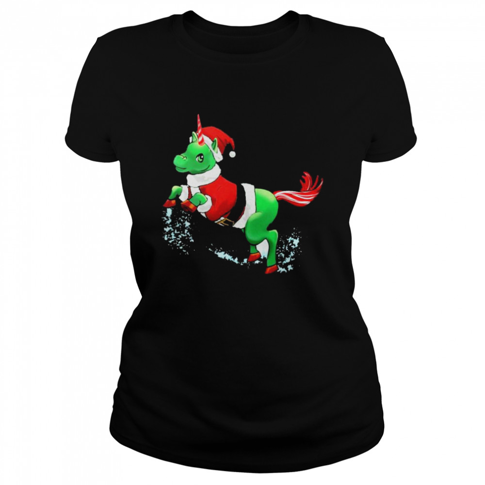Unicorn santa merry christmas Classic Women's T-shirt
