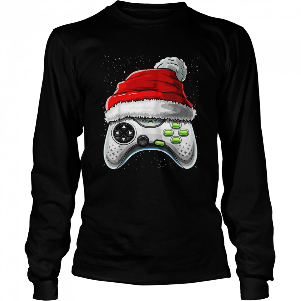 Video Game Controller Santa Hat Christmas Long Sleeved T-shirt