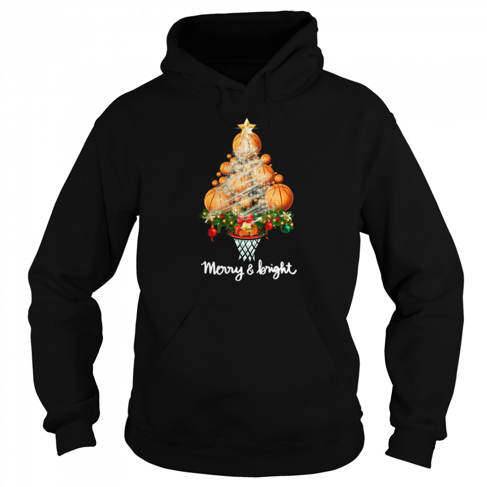 Volleyball Merry And Bright Christmas Tree Unisex Hoodie