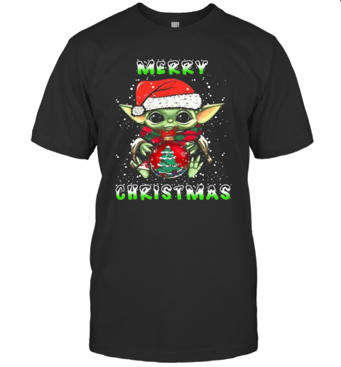Yoda Santa Hug Balls Merry Christmas T-Shirt