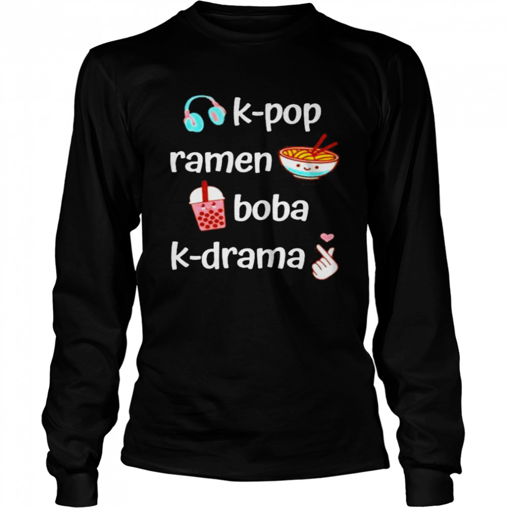 kpop ramen boba bubble tea kdrama lover Long Sleeved T-shirt