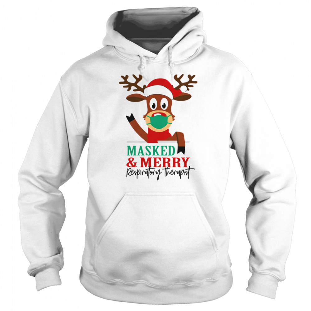 mask masked and Merry Respiratory Therapist Christmas Unisex Hoodie