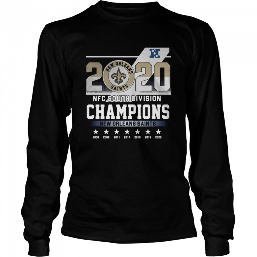 2020 Afc North Division Champions New Orleans Saints 2008 2009 2011 2017 Long Sleeved T-shirt