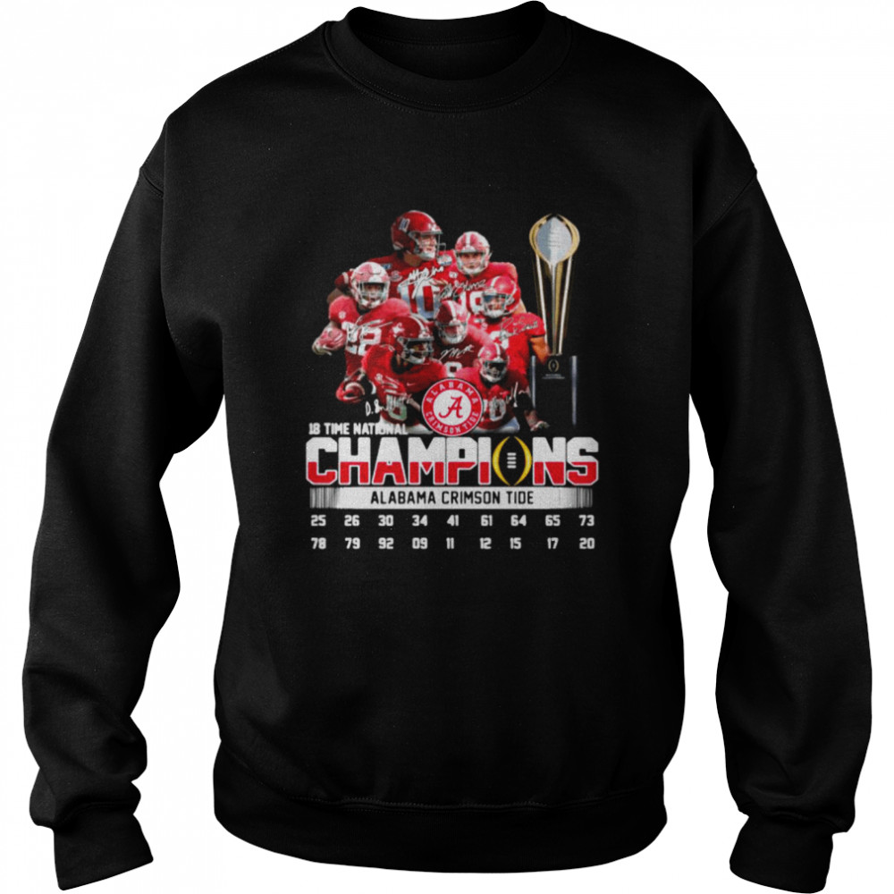 Alabama Crimson Tide 18 Time National Champions Signatures Unisex Sweatshirt