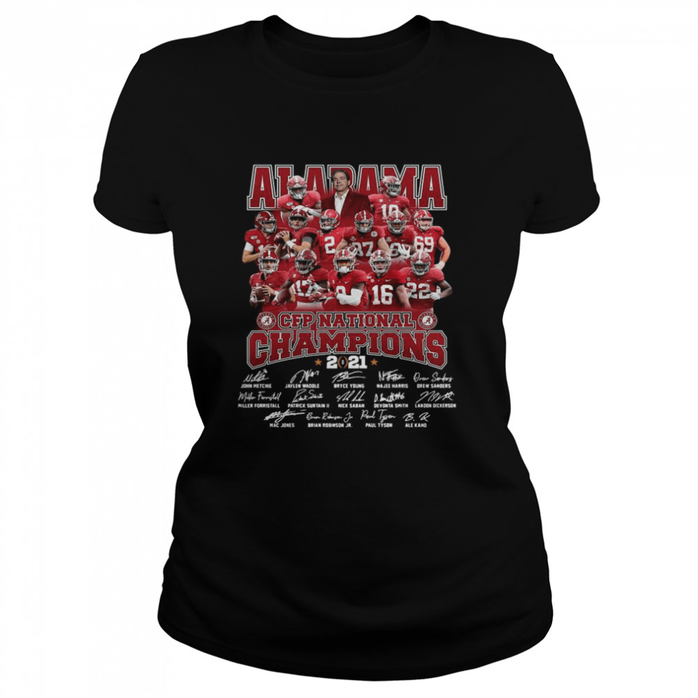 Alabama Crimson Tide Team Players Cfp National Champions 2021 Signatures Classic Women's T-shirt