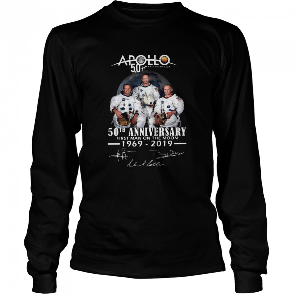 Apollo Next Giant Leap 52 Years Thank You For The Memories Signatures Long Sleeved T-shirt