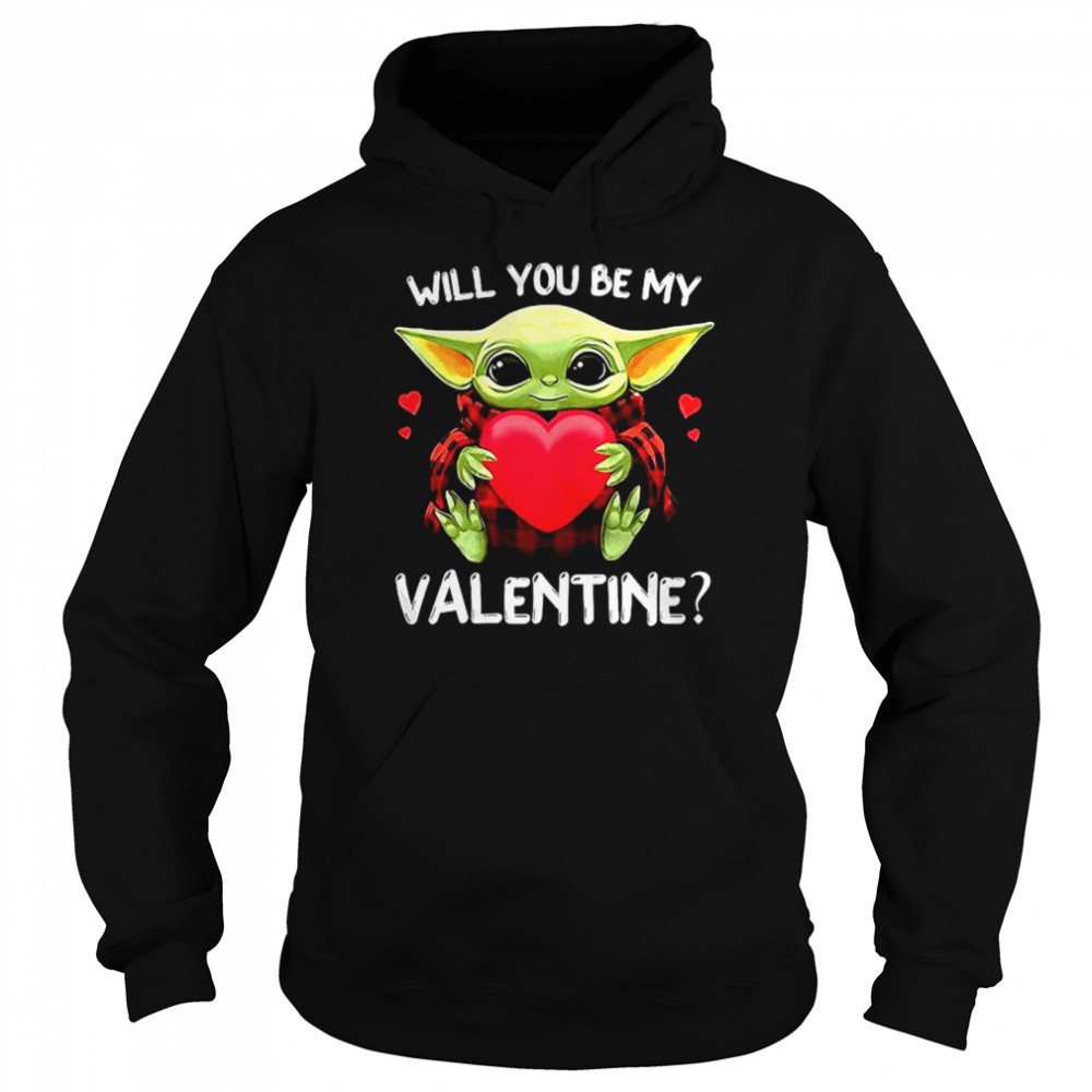 Baby Yoda Hug Heart Will You Be My Valentine Unisex Hoodie