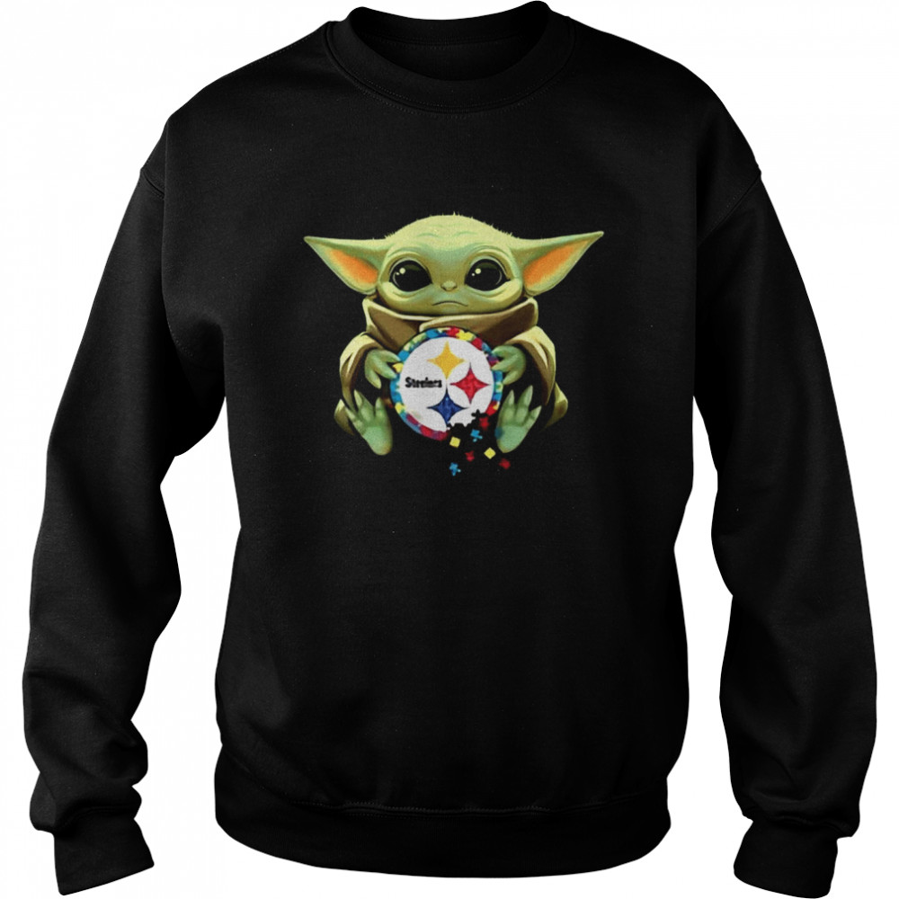 Baby Yoda Hug Pitbull Steelers Logo 2021 Unisex Sweatshirt