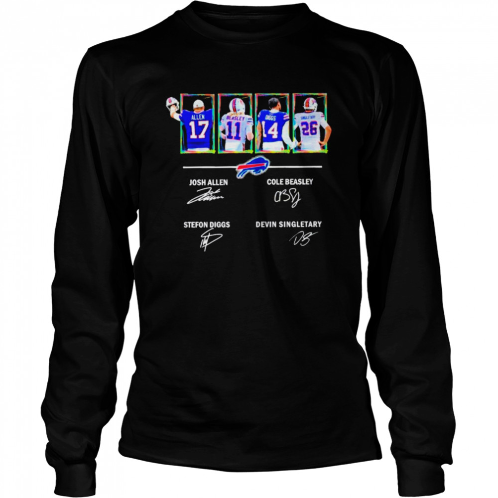 Buffalo Bills Allen Beasley Diggs And Singletary Signatures Long Sleeved T-shirt