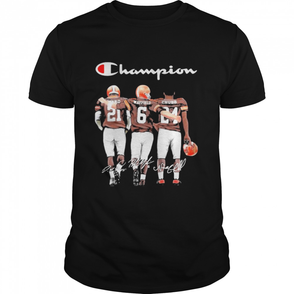 Champion Cleveland Browns Nick Chubb Baker Mayfield Signature Football shirt