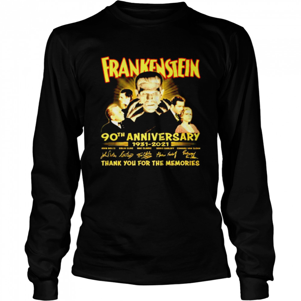 Frankenstein 90Th 1931-2021 90Th signature thank you for the memories Long Sleeved T-shirt
