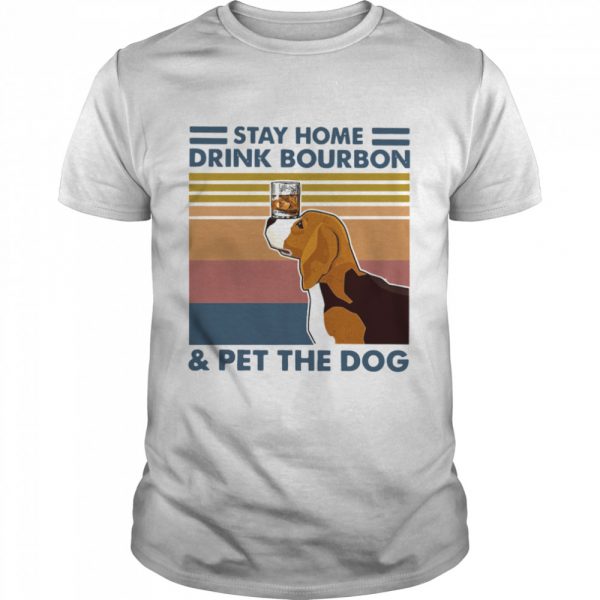 Golden Retriever Stay Home Drink Bourbon And Pet The Dog Vintage 2021  Classic Men's T-shirt