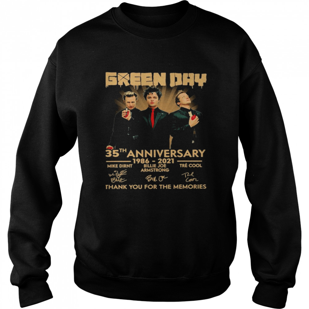 Green Day 35th anniversary 1986 2021 thank you for the memories signatures Unisex Sweatshirt