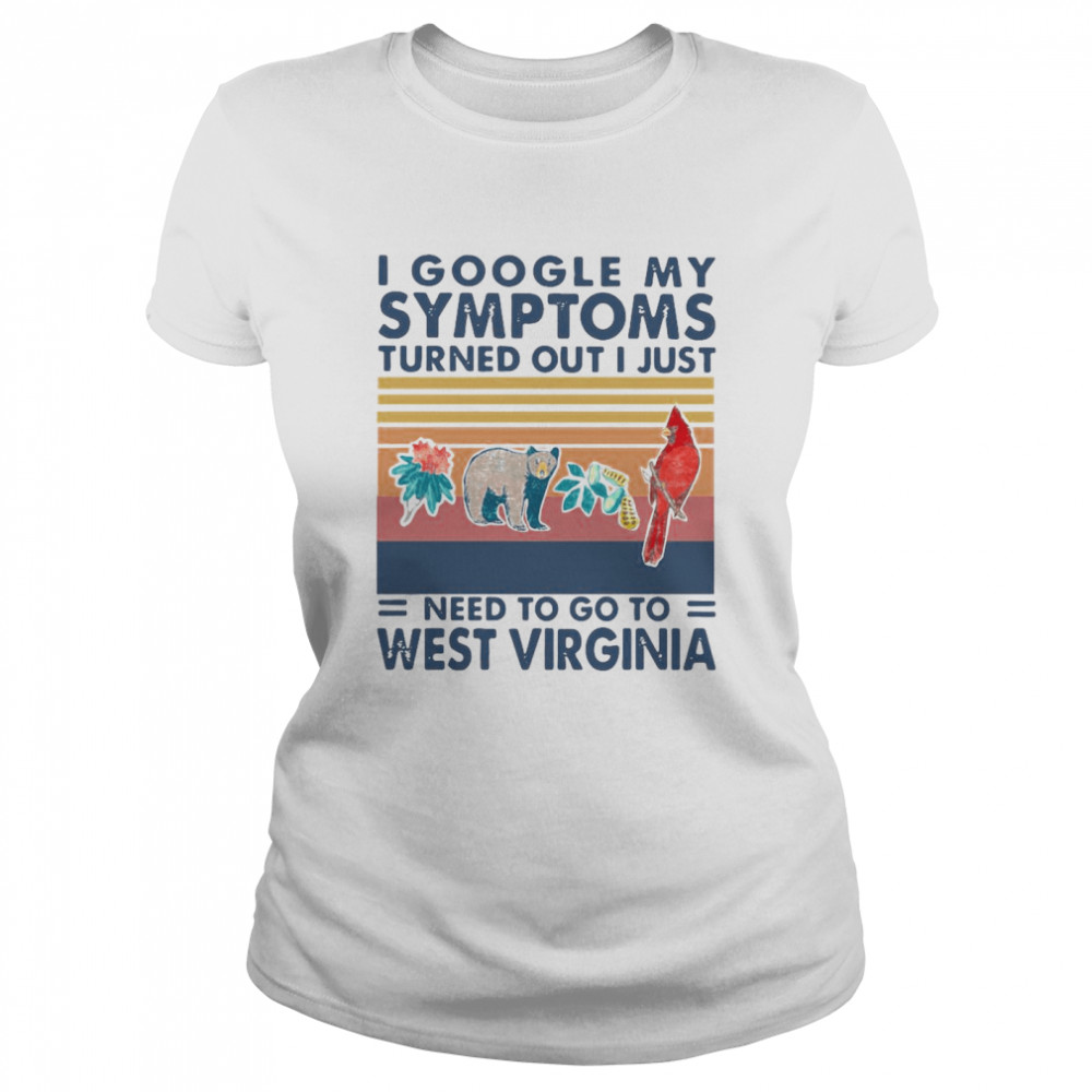 I Google My Symptoms Turns Out I Just Need To Go To West Virginia Vintage Classic Women's T-shirt