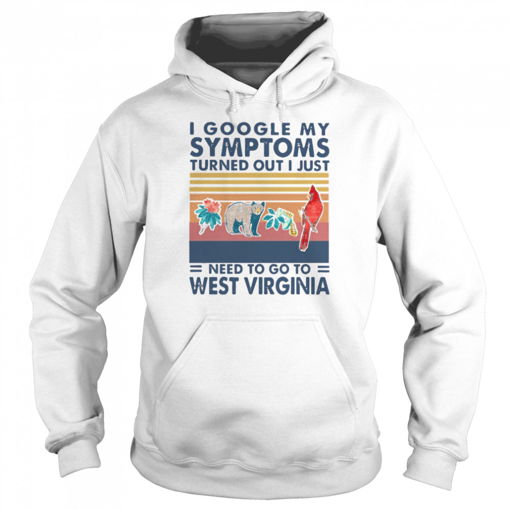 I Google My Symptoms Turns Out I Just Need To Go To West Virginia Vintage Unisex Hoodie