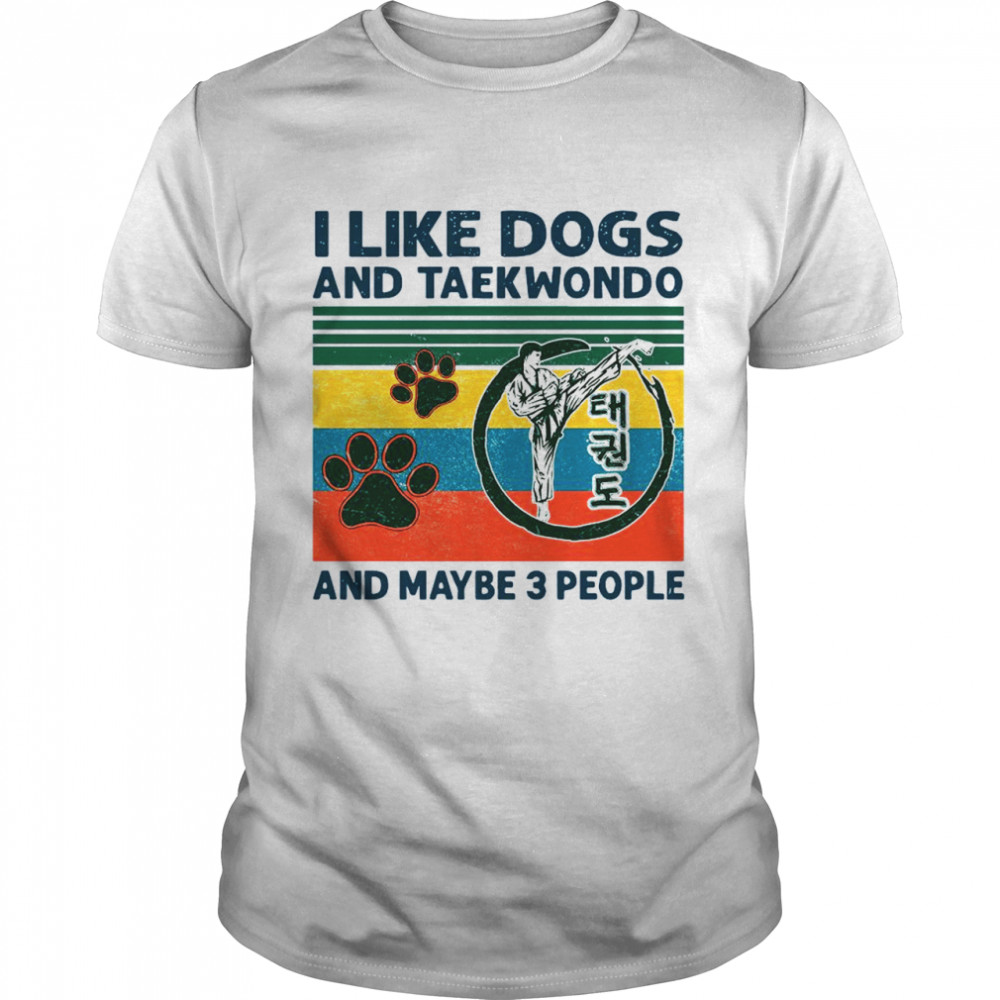 I Like Dogs And Taekwondo And Maybe 3 People Vintage Retro shirt