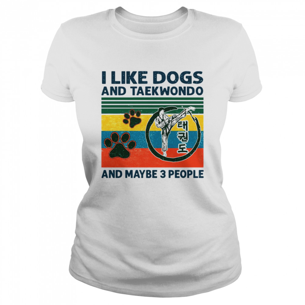 I Like Dogs And Taekwondo And Maybe 3 People Vintage Retro Classic Women's T-shirt