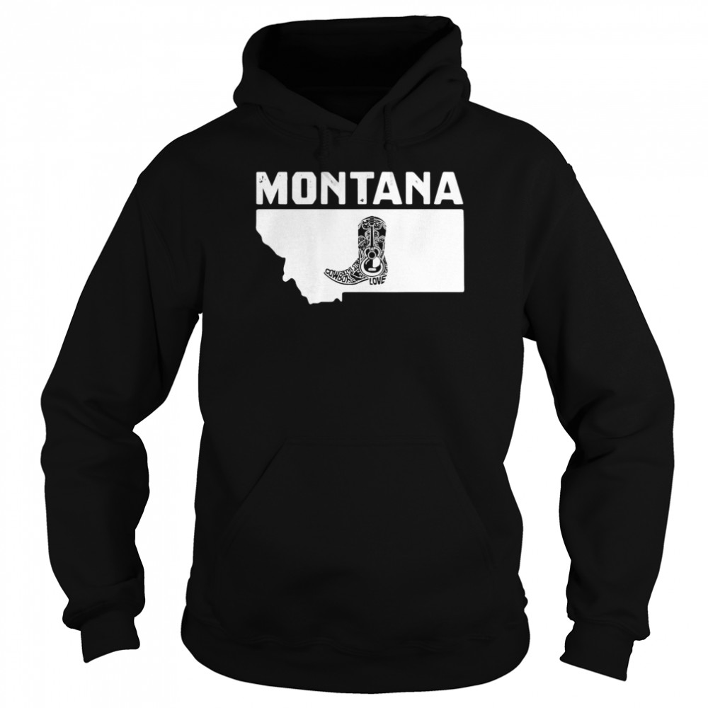 Montana Cowboy Boot Text Rodeo Ranch Unisex Hoodie
