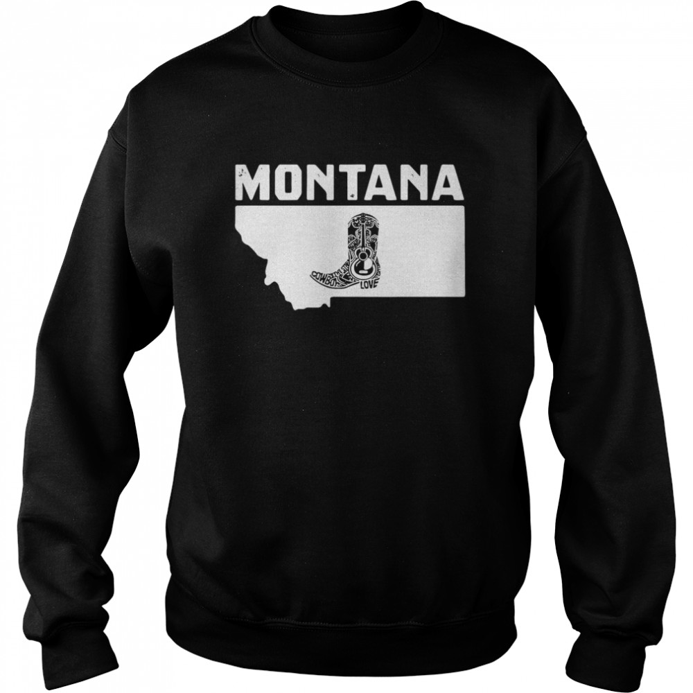 Montana Cowboy Boot Text Rodeo Ranch Unisex Sweatshirt