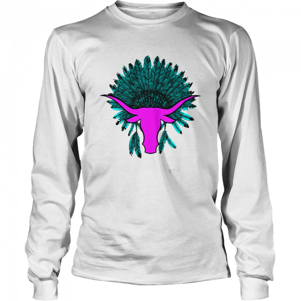 Native American Hat With Cattle Long Sleeved T-shirt