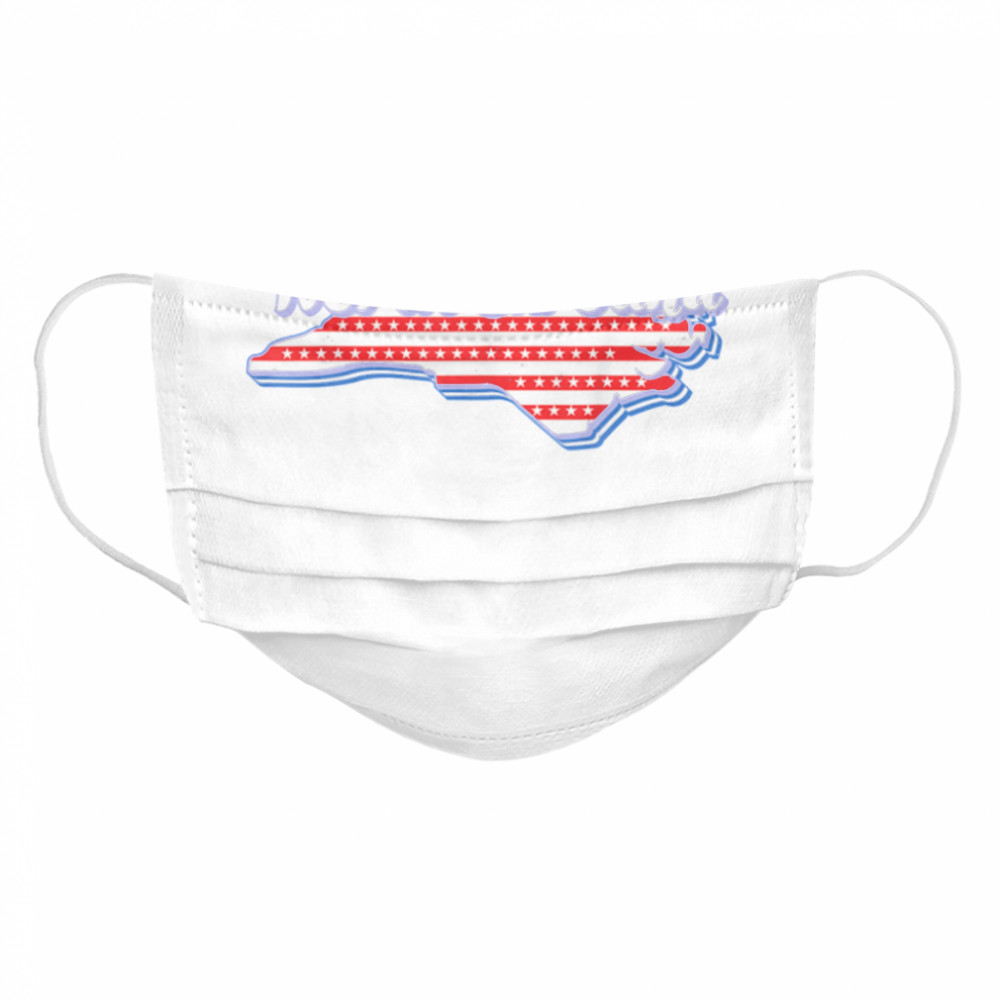 North Carolina Map Outline 4th Of July USA Flag States Cloth Face Mask