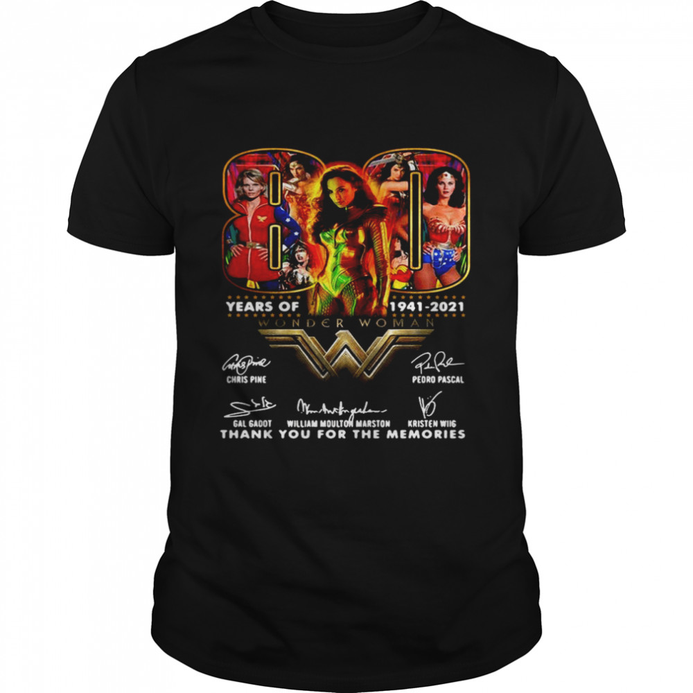 Official Wonder Woman 80 years of 1941-2021 thank you for the memories signatures shirt