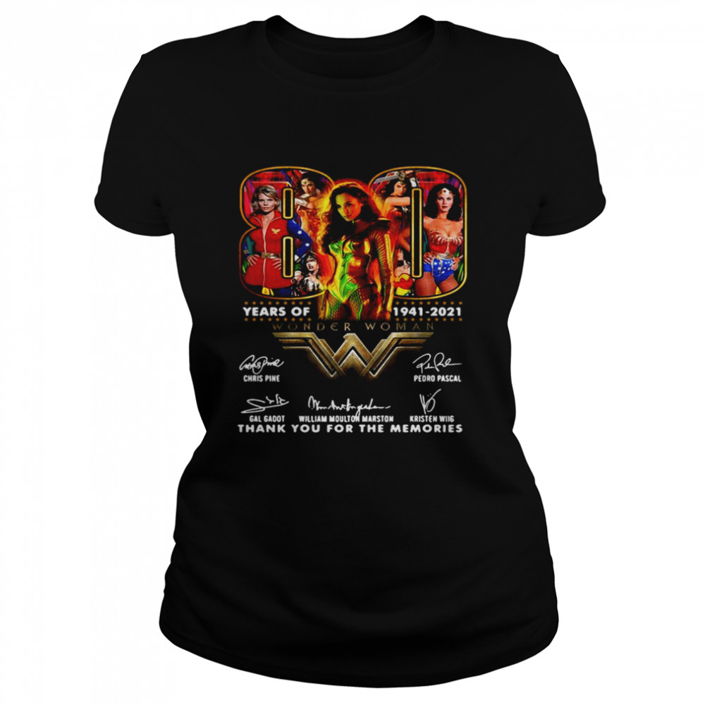 Official Wonder Woman 80 years of 1941-2021 thank you for the memories signatures Classic Women's T-shirt