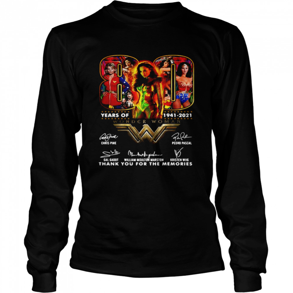 Official Wonder Woman 80 years of 1941-2021 thank you for the memories signatures Long Sleeved T-shirt