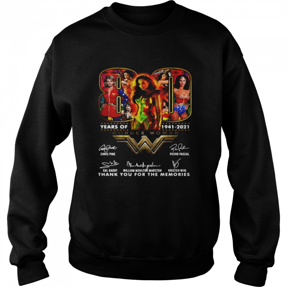 Official Wonder Woman 80 years of 1941-2021 thank you for the memories signatures Unisex Sweatshirt