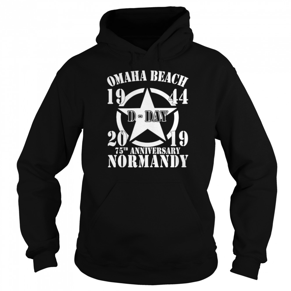 Omaha Beach D-Day 1944-2019 Star 75th Anniversary Normandy Unisex Hoodie