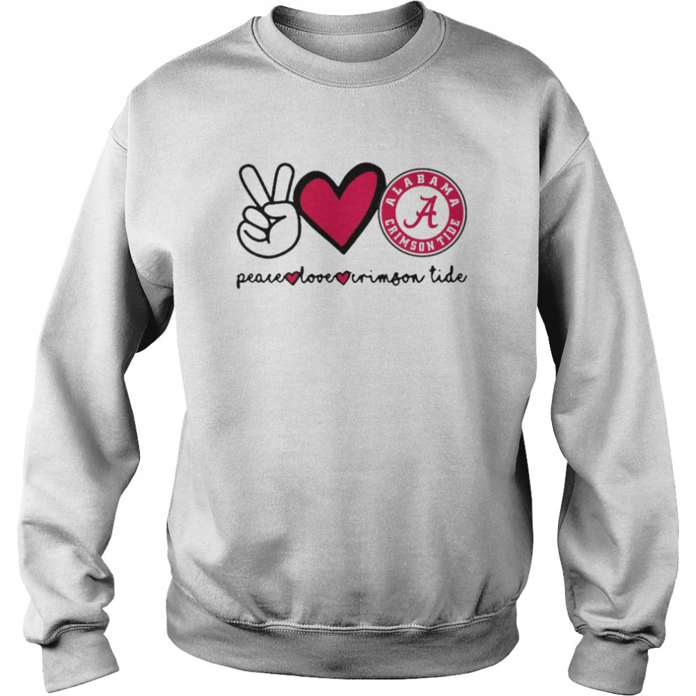 Peace Love And Alabama Crimson Tide Logo 2021 Unisex Sweatshirt