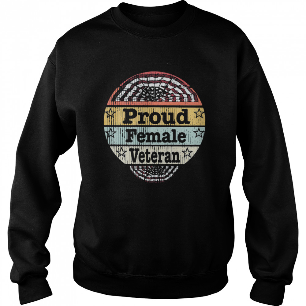Proud Female Veteran American Flag Vintage Unisex Sweatshirt