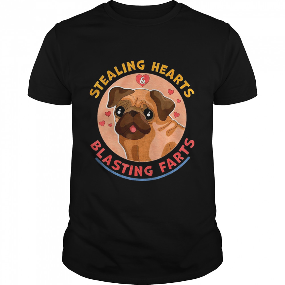 Pug Dog Stealing Hearts Blasting Farts shirt